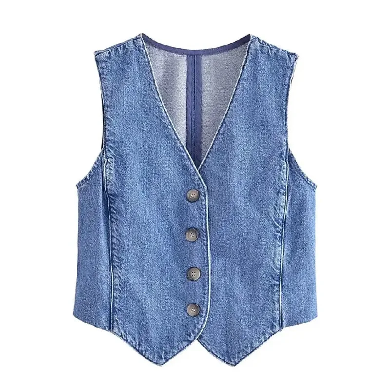 Cairo Denim Statement Vest Tops