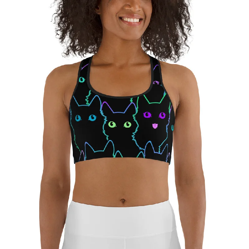 Mystic Halloween Cats Sports Bra