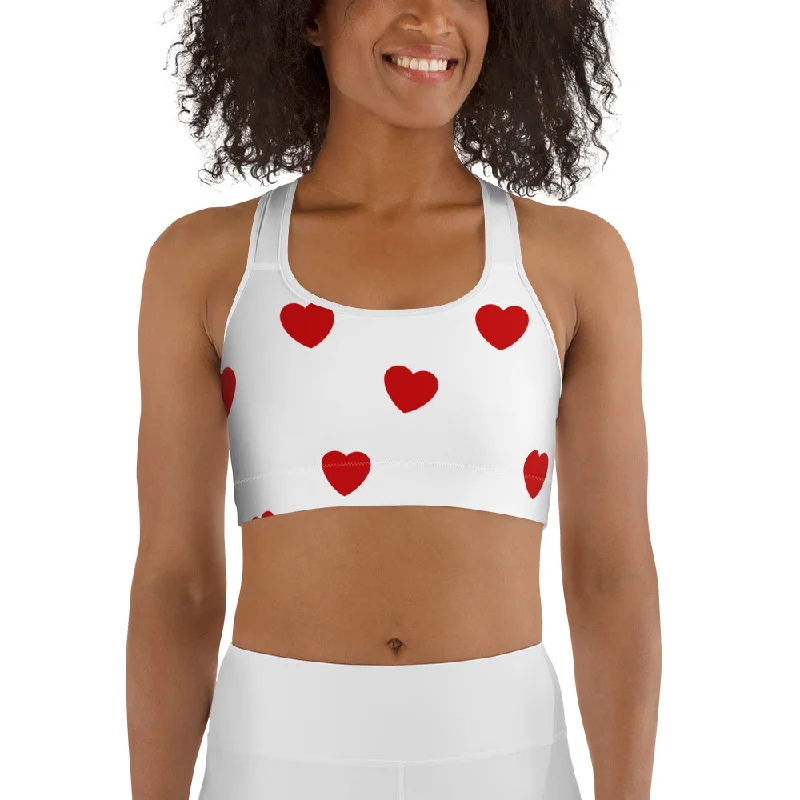 Red Hearts Sports Bra