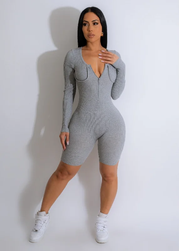 Your Distraction Ribbed Romper Grey