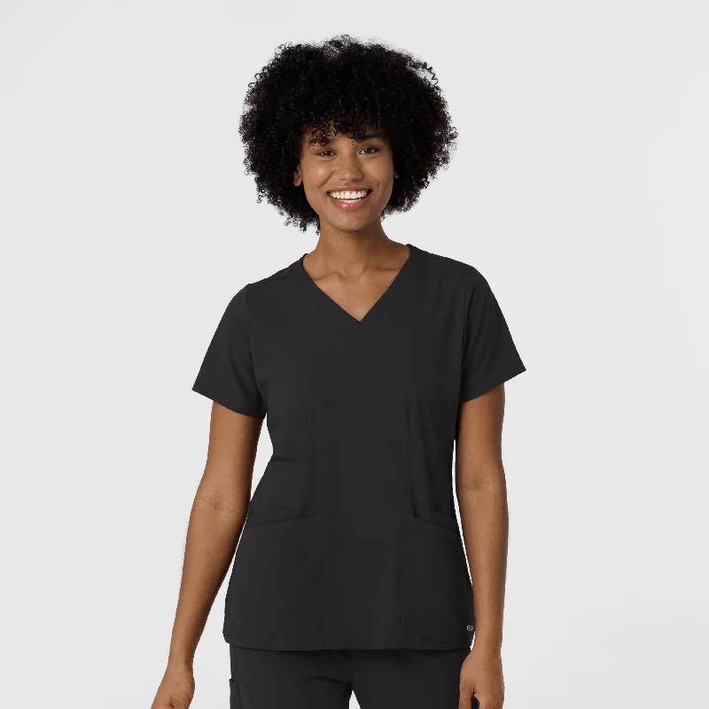 Aero Remix Women's Flex-N-Reach V-Neck Scrub Top - Black