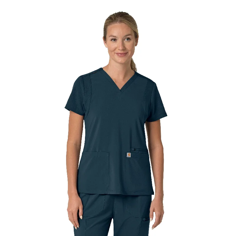 Carhartt Force Cross-Flex Women's Flex Panel V-Neck Scrub Top - Navy