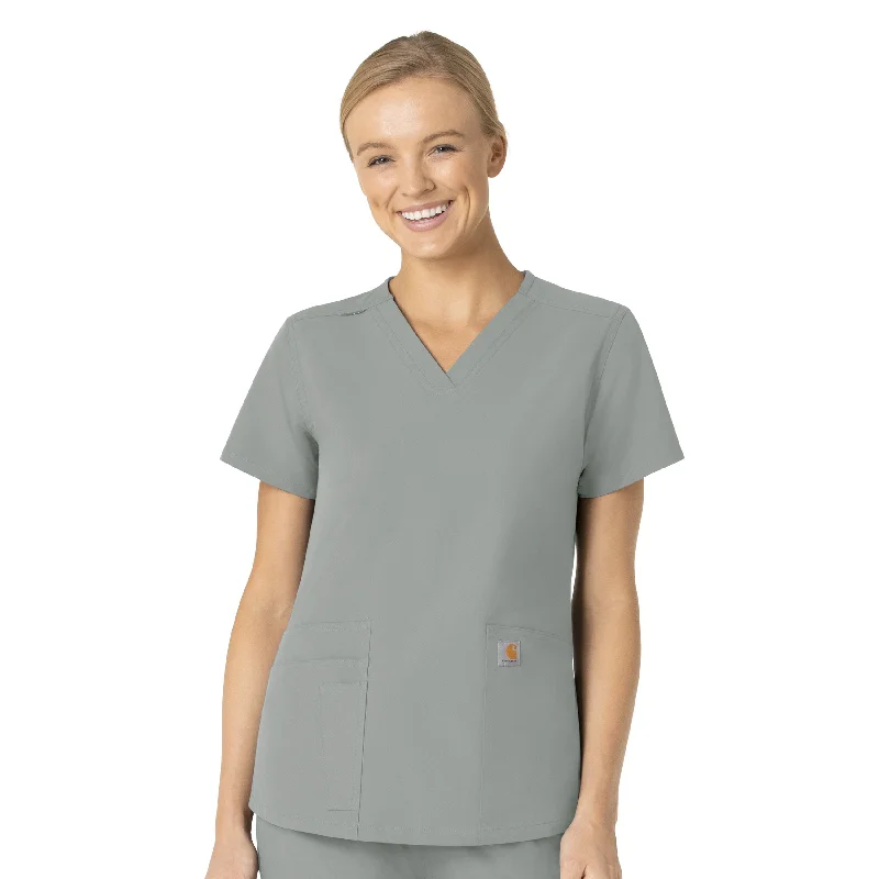 Carhartt Force Essentials Women's V-Neck Scrub Top - Grey