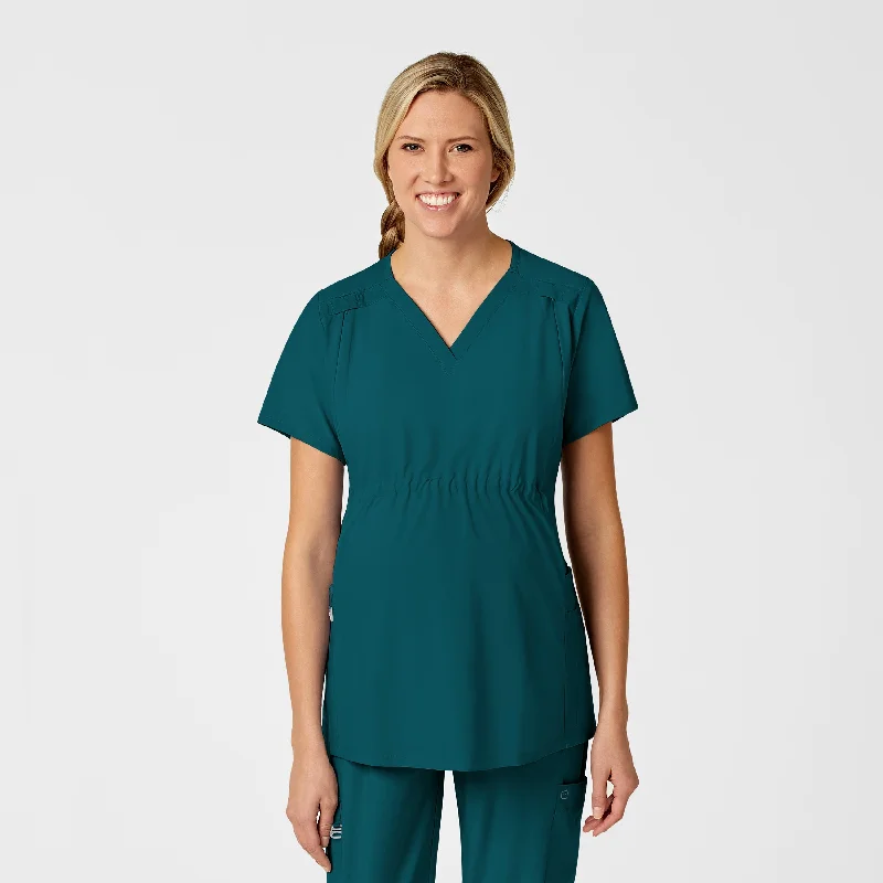 W123 Maternity V-Neck Scrub Top - Caribbean