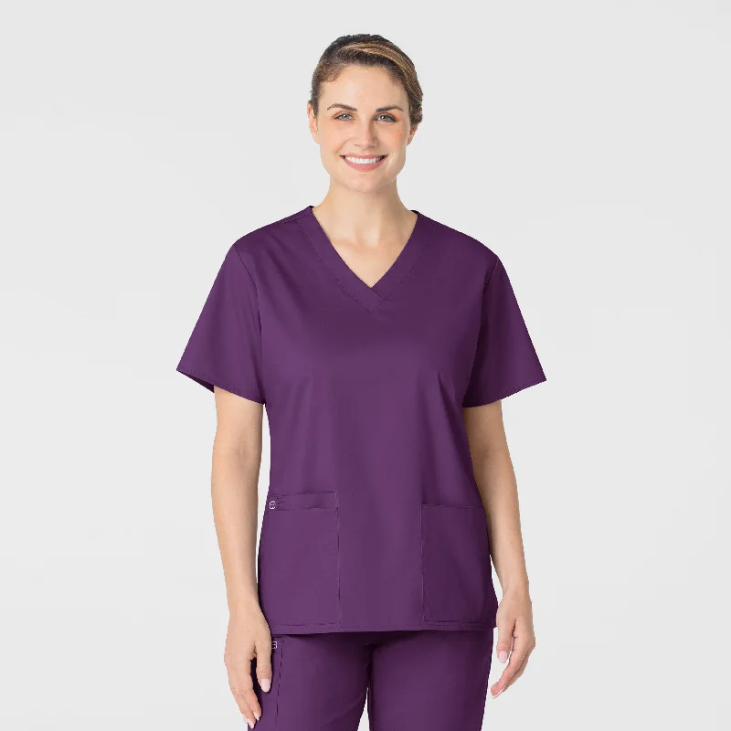 WonderWORK Women's V-Neck Scrub Top - Eggplant