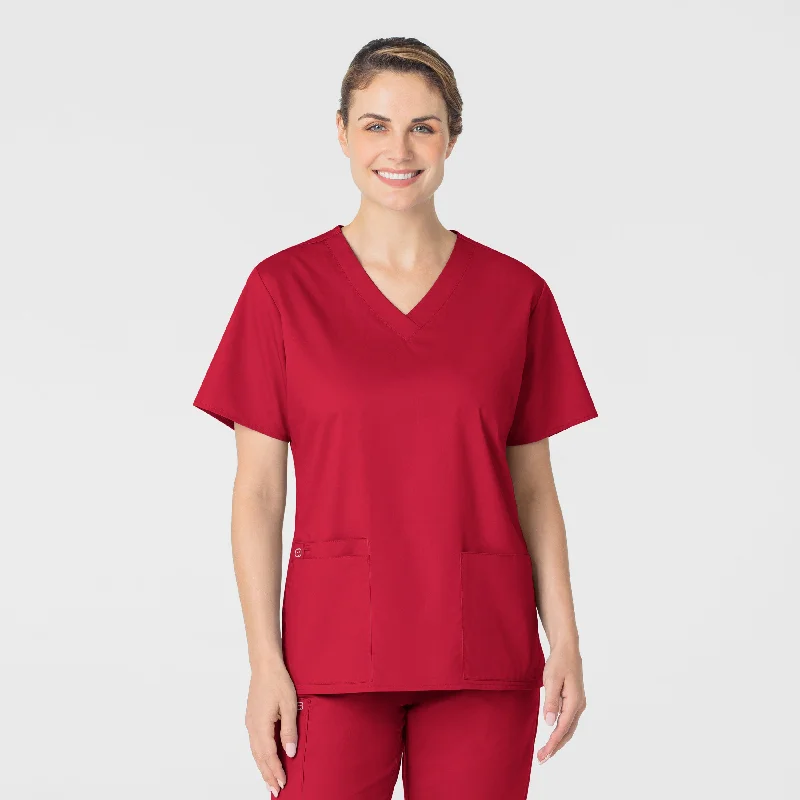 WonderWORK Women's V-Neck Scrub Top - Red